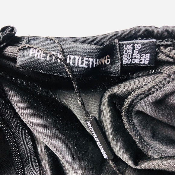 Pretty Little Thing Velvet Stripe Plunge Playsuit - Picture 5 of 12